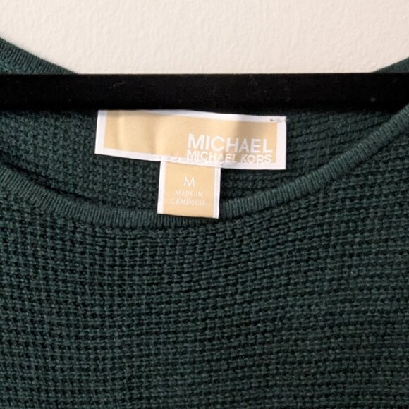 Michael Kors Women's Dark Green Ribbed Knit Sweater. Size Medium - Picture 3 of 4